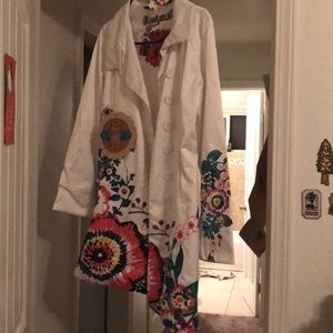 Long, white Desigual button-up jacket